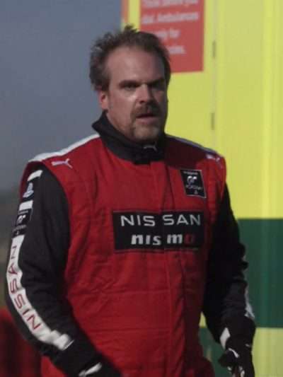David Harbour Gran Turismo 2023 Red Vest