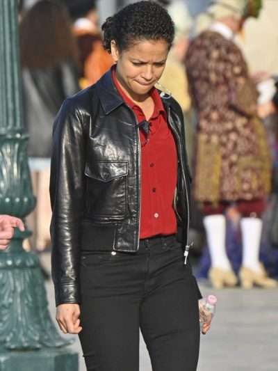 Gugu Mbatha-Raw Lift 2024 Black Leather Jacket