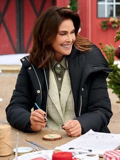 Teri Hatcher How to Fall in Love by Christmas Black Puffer Jacket