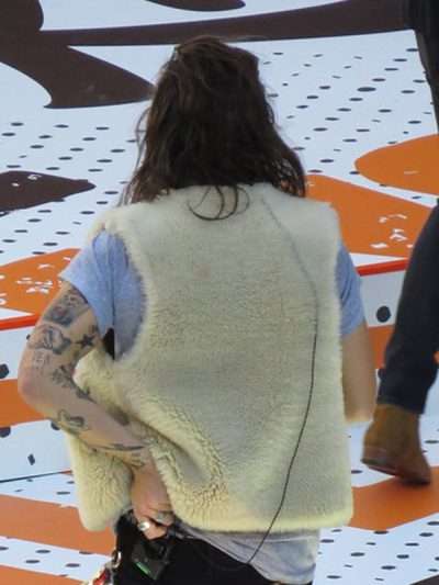Harry Styles L A Street Style Shearling Off White Vest