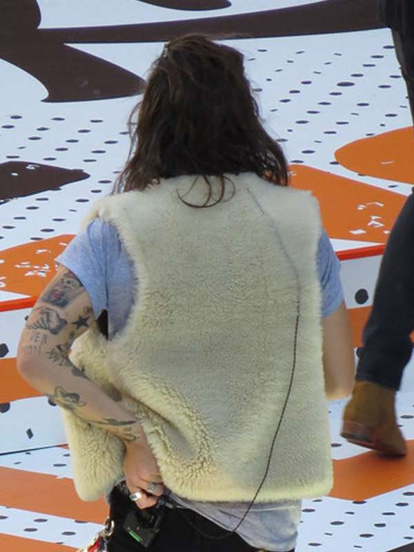 Harry Styles L A Street Style Shearling Off White Vest