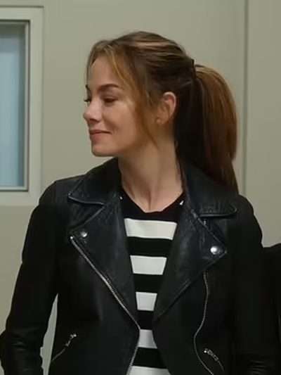 Michelle Monaghan The Family Plan Black Leather Jacket