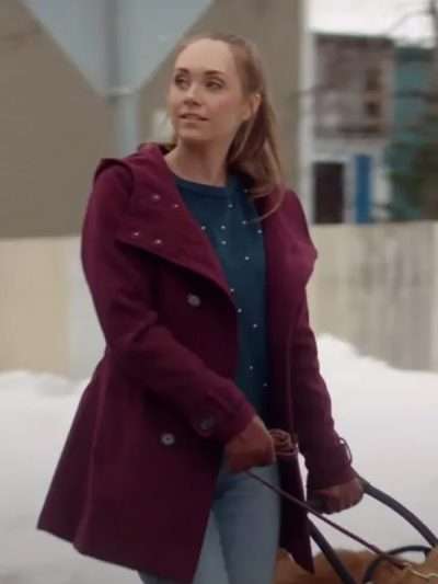 Amber Marshall My Christmas Guide 2023 Maroon Wool Coat