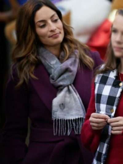 Erica Cerra Mystery on Mistletoe Lane 2023 Purple Wool Coat