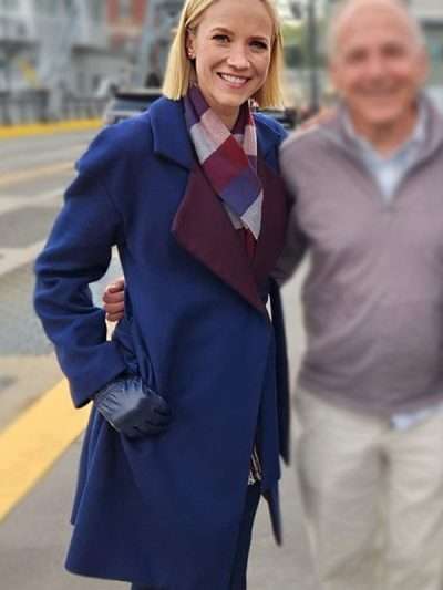 Jessy Schram Mystic Christmas Blue Coat