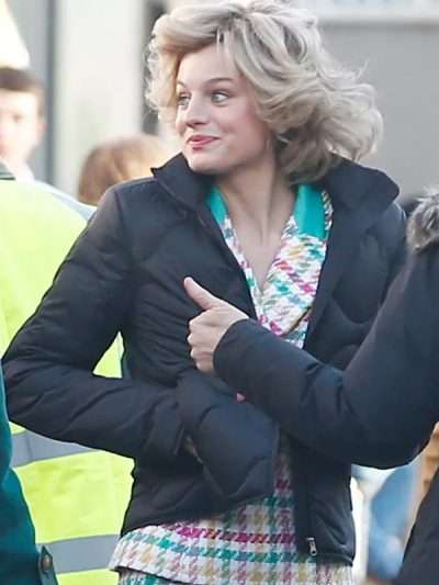 The Crown S04 Princess Diana Black Puffer Jacket
