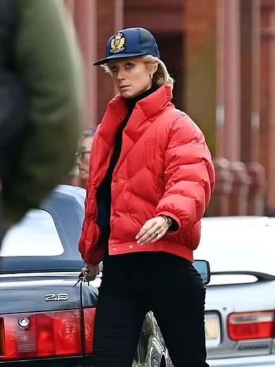 The Crown S05 Princess Diana Red Puffer Jacket