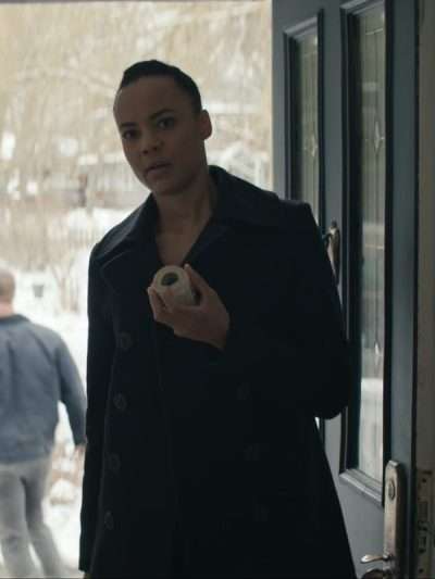 Reacher S02 Frances Neagley Black Wool Peacoat