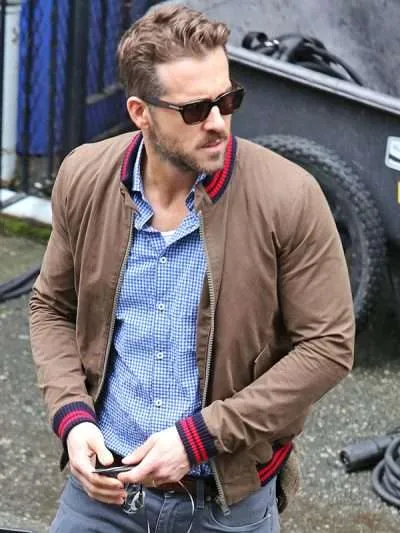 Ryan Reynolds Brown Bomber Jacket