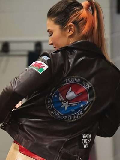 Tegan Nox WWE Biker Brown Leather Jacket