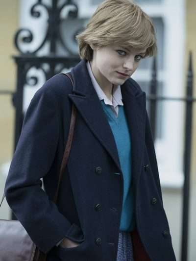 Princess Diana The Crown S04 Black Wool Coat