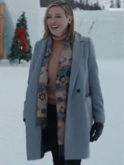 Katie Cassidy A Royal Christmas Crush Grey Wool Coat