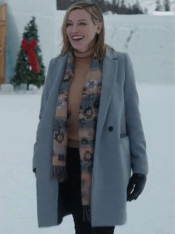 Katie Cassidy A Royal Christmas Crush Grey Wool Coat