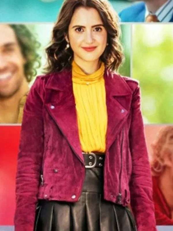 Laura Marano Choose Love 2023 Purple Suede Jacket