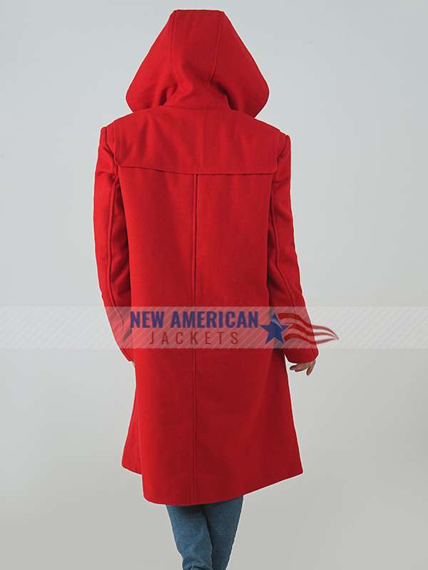 Christmas in Scotland Emma McKenzie Red Hooded Wool Coat