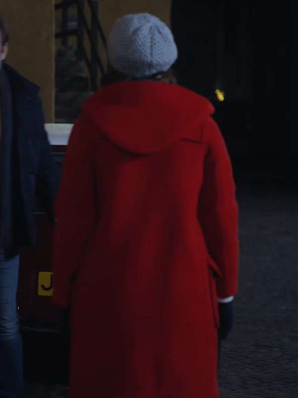 Jill Winternitz Christmas in Scotland Red Hooded Coat