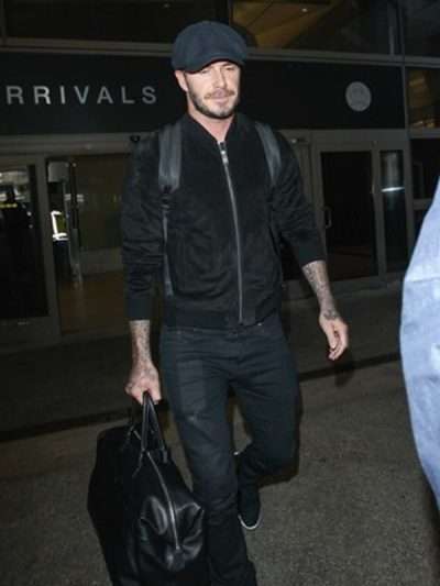 David Beckham Black Suede Leather Jacket