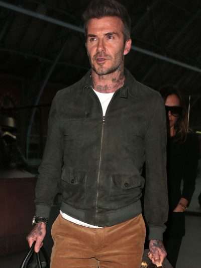 David Beckham Green Suede Leather Jacket