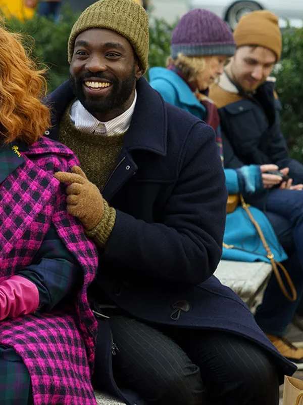 Paapa Essiedu Genie 2023 Blue Wool Coat