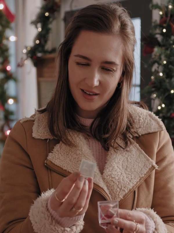 Everything Christmas 2023 Katherine Barrell Brown Leather Jacket