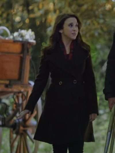 A Merry Scottish Christmas 2023 Lacey Chabert Black Wool Coat