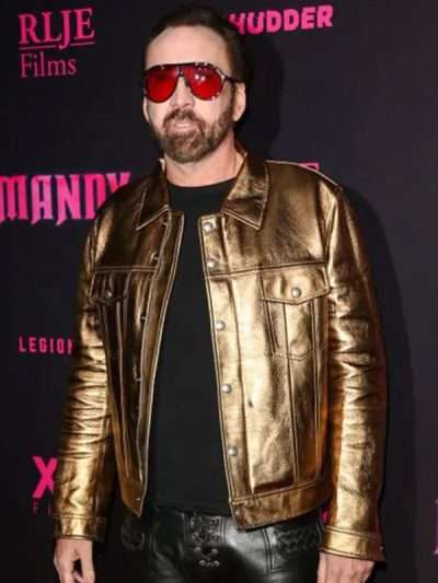 Nicolas Cage Golden Leather Jacket