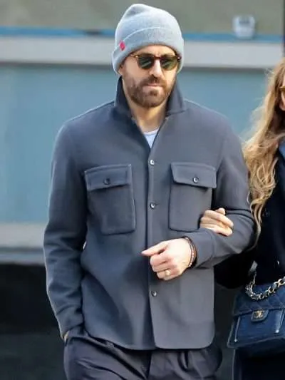 Ryan Reynolds American Actor Grey Wool Jacket