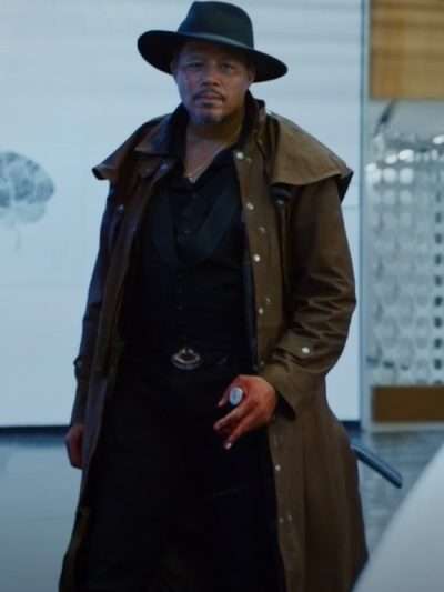 Terrence Howard Showdown at the Grand Brown Leather Coat