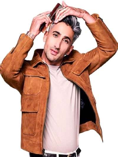 Tan France Queer Eye Brown Suede Leather Jacket