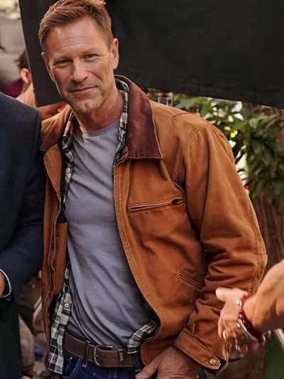 Aaron Eckhart The Bricklayer Brown Jacket