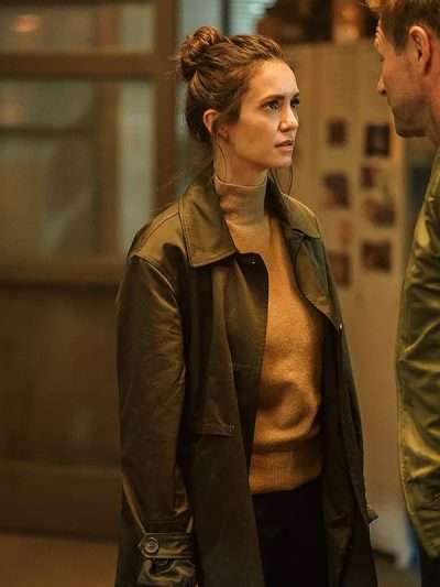 Nina Dobrev The Bricklayer 2024 Black Coat