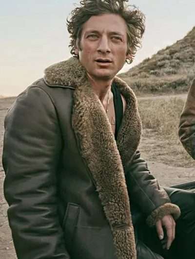 Jeremy Allen White The Iron Claw 2023 Brown Leather Coat