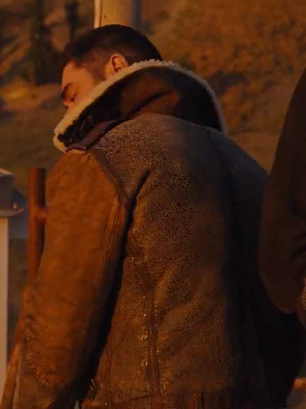 Zac Efron The Iron Claw Shearling Leather Jacket