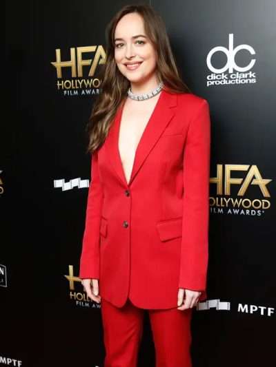 Hollywood Film Awards Dakota Johnson Red Blazer
