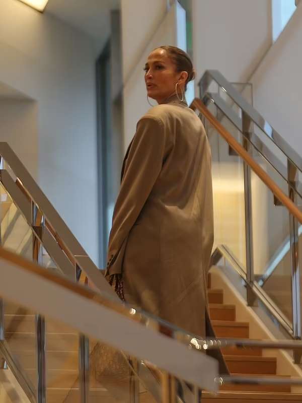 Jennifer Lopez Los Angeles Brown Trench Coat