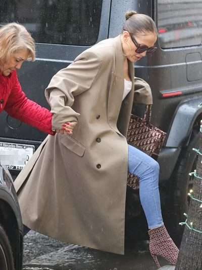 Jennifer Lopez 2023 Brown Trench Coat