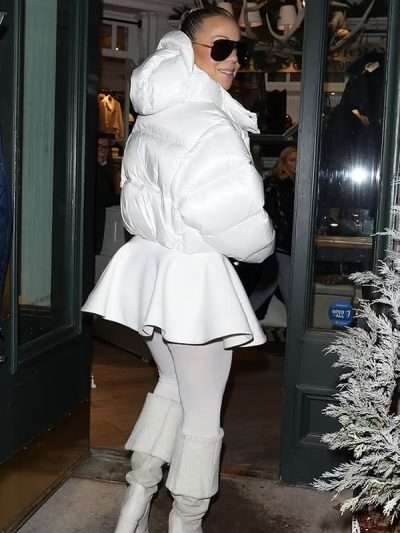 Mariah Carey Aspen 2023 White Puffer Jacket