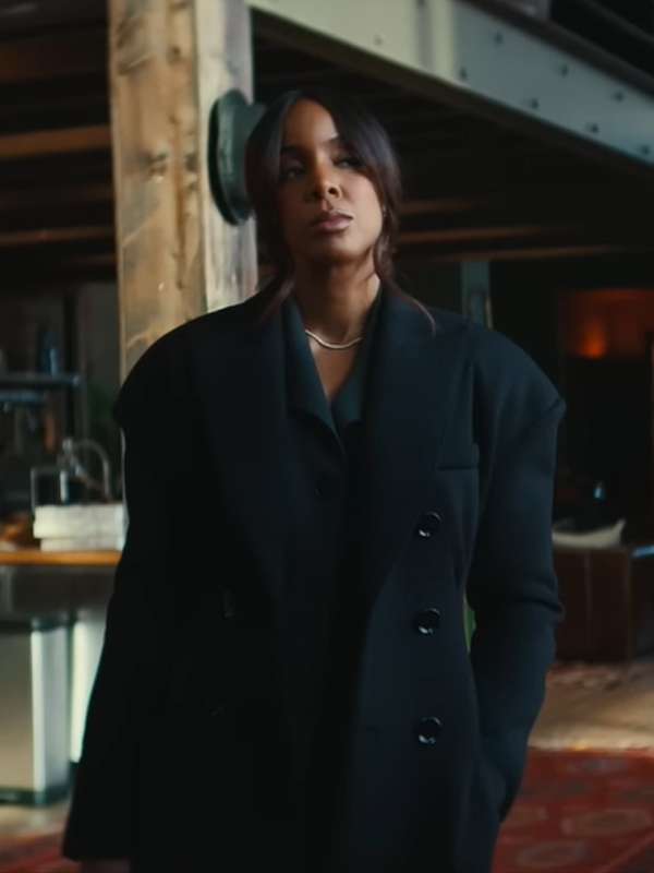 Kelly Rowland Mea Culpa 2024 Black Wool Coat