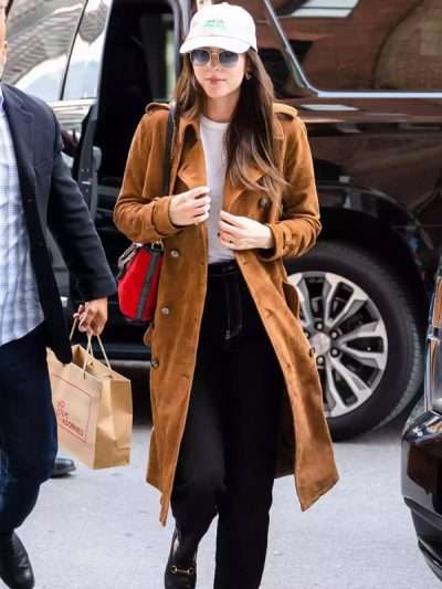 Dakota Johnson Street Style Brown Coat
