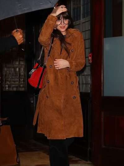 Dakota Johnson Street Style Brown Trench Coat