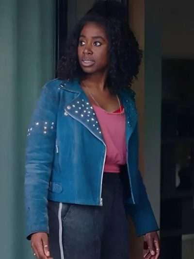 Culprits S01 Officer Blue Fringe Leather Jacket