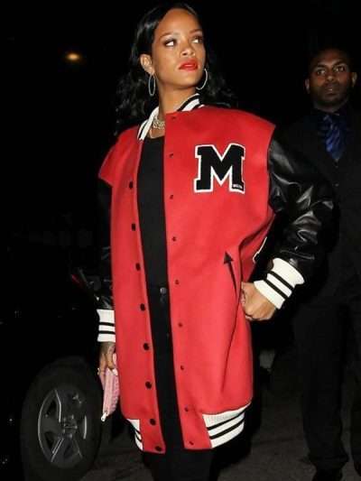 Rihanna Red and Black Varsity Jacket