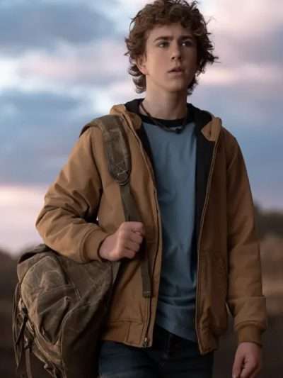 Percy Jackson and the Olympians Walker Scobell Brown Hooded Jacket