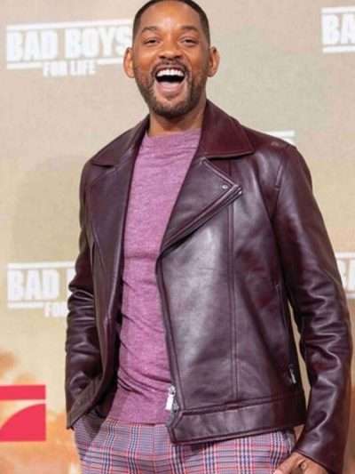 Will Smith Bad Boys for Life Premiere Maroon Leather Jacket
