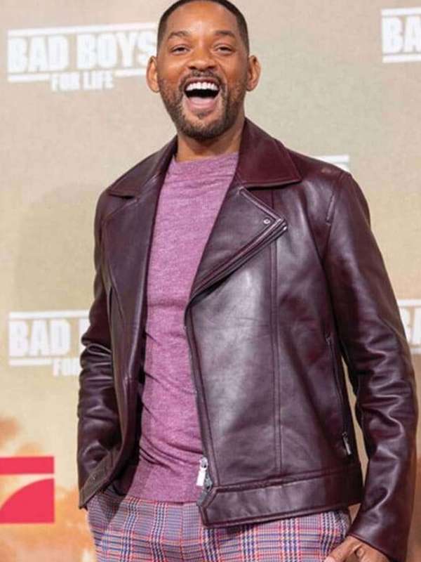 Will Smith Bad Boys for Life Premiere Maroon Leather Jacket