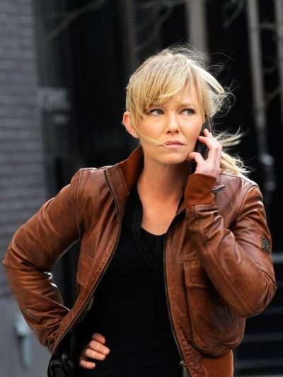 Kelli Giddish Chase Brown Leather Jacket