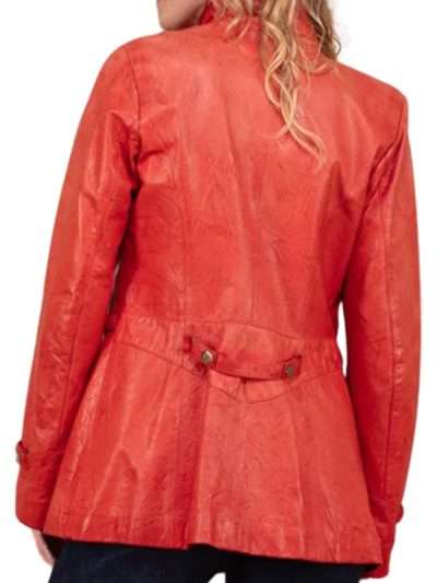 Women Vintage 80s Style Red Leather Jacket