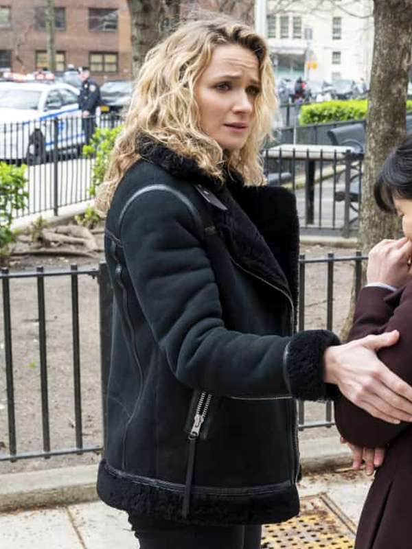 Nina Chase FBI S04 Shearling Black Leather Jacket