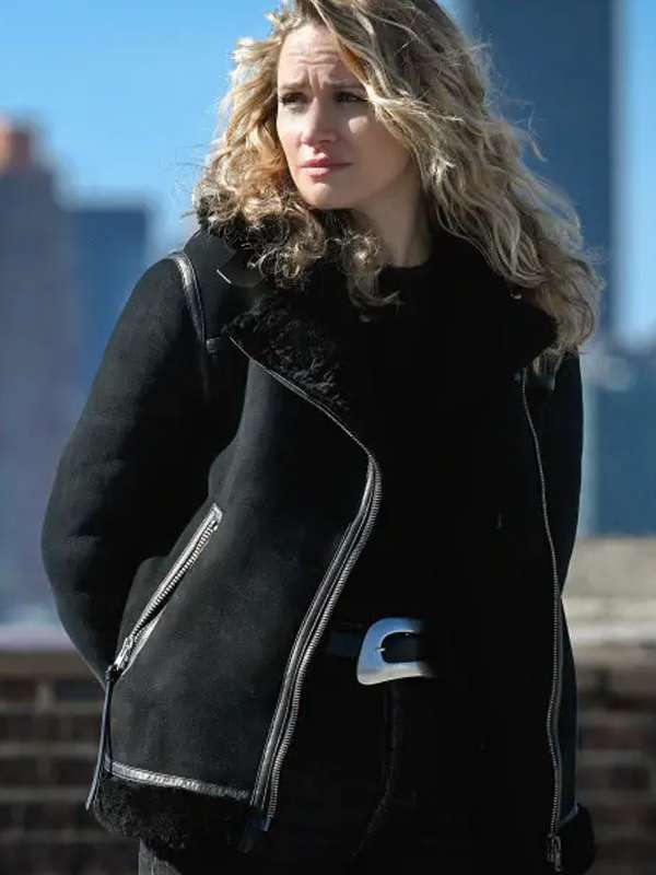Nina Chase FBI Black Shearling Leather Jacket