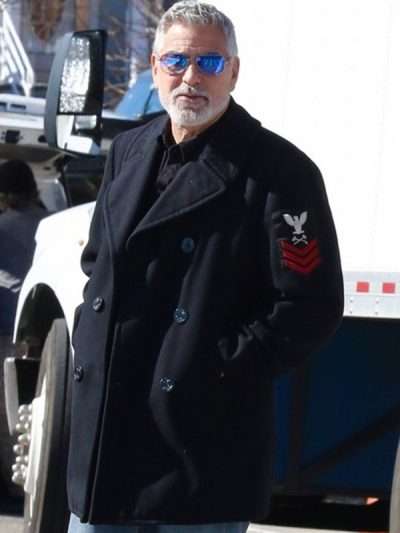George Clooney Wolves 2024 Black Wool Coat